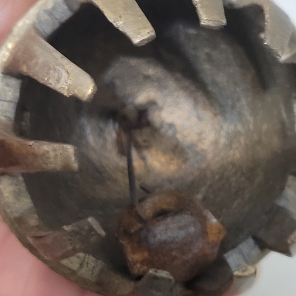 Vintage Brass Bell with Handle Brass Etched Elephant Claw Bell/Temple Ceremonial - Picture 3 of 4